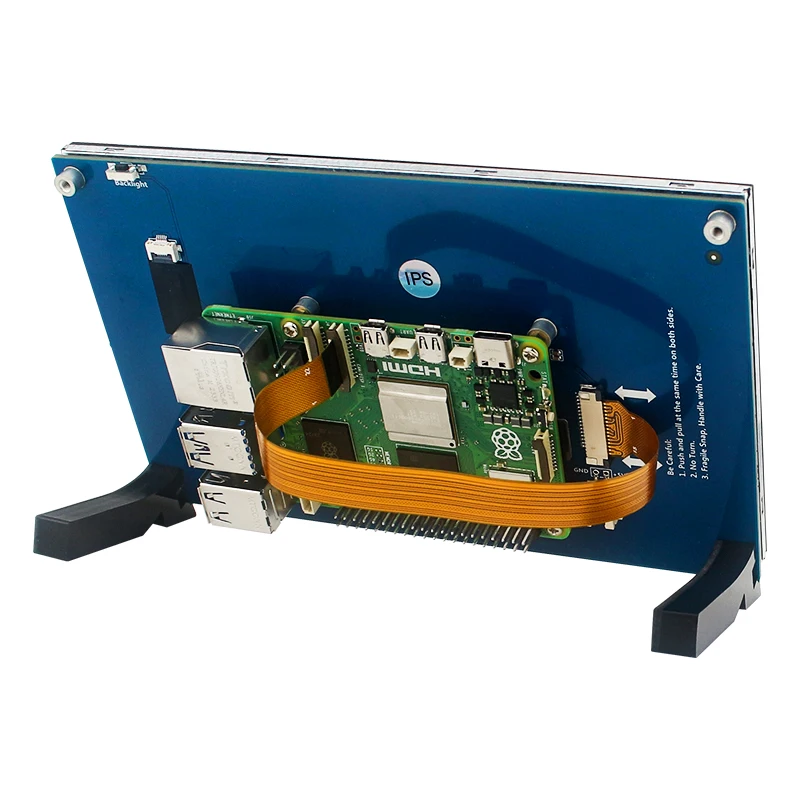 Touch Screen Display Computer Secondary Screen Computer Monitor 7 / 5 Inch DSI IPS Touch Screen for RPi 5 Capacitive Touch Display 800*480 LCD Monitor with Holder for Raspberry Pi 4B 3B+ 3B