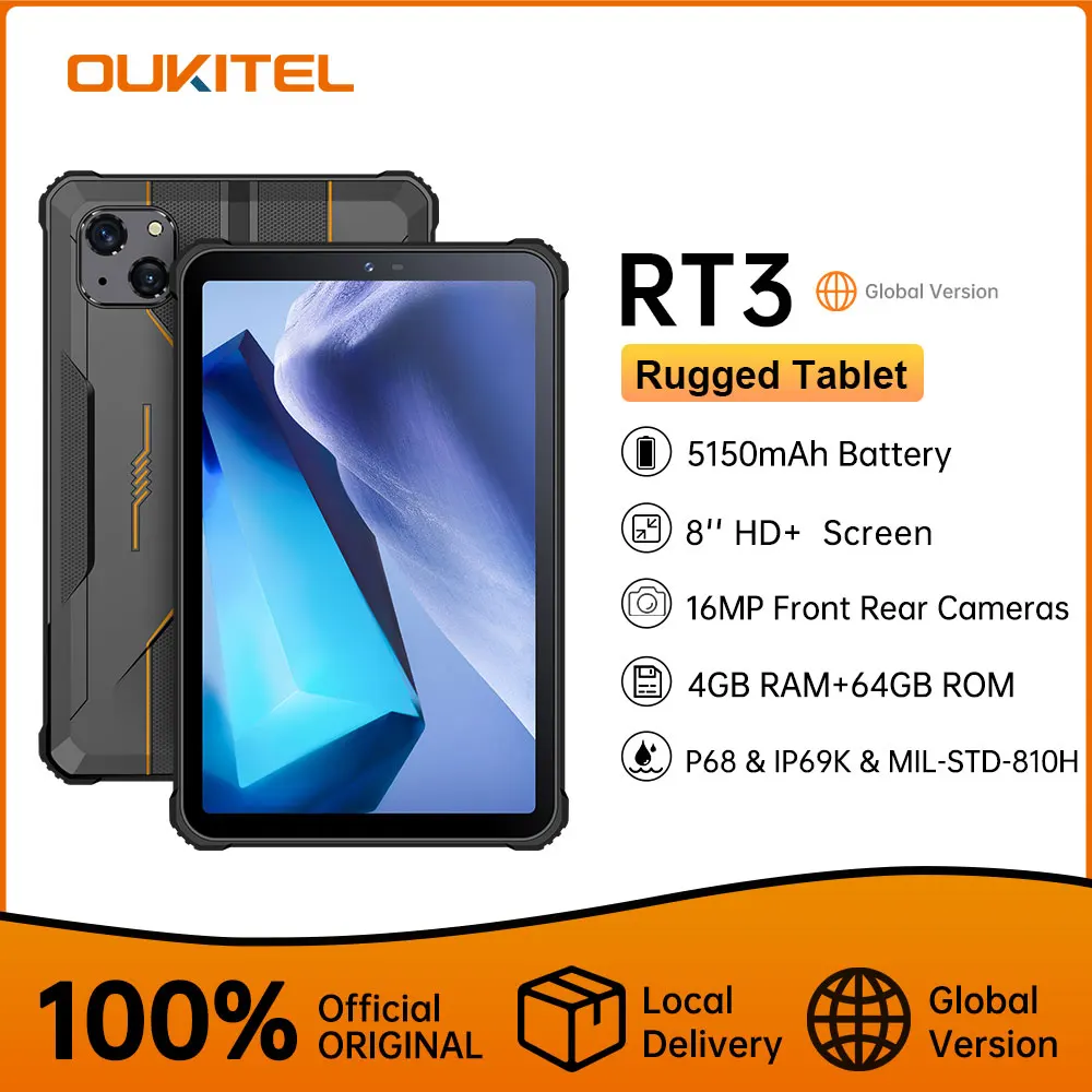 Oukitel Rt3 Mini Tablet Robusto 8 Pollici Hd + 5150 Mah 4Gb + 64Gb Android 12 Mtk Helio P22 16Mp Pad Fotocamera