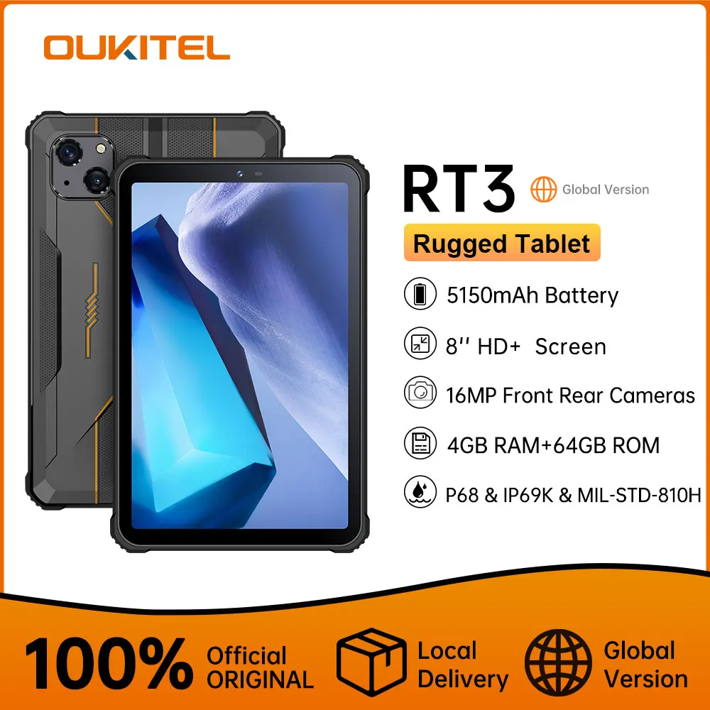 Tablette OUKITEL RT2 10.1 pouces 8 Go RAM 128 Go ROM Orange