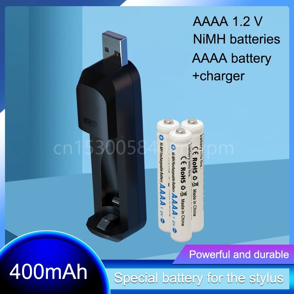 Batteria Aaaa Ricaricabile Ni-Mh Da 1.2V 400Mah Con Caricabatterie Usb Aaaa Per Penna Di Superficie, Sveglie, Torce Elettriche, Altoparlante Bluetooth