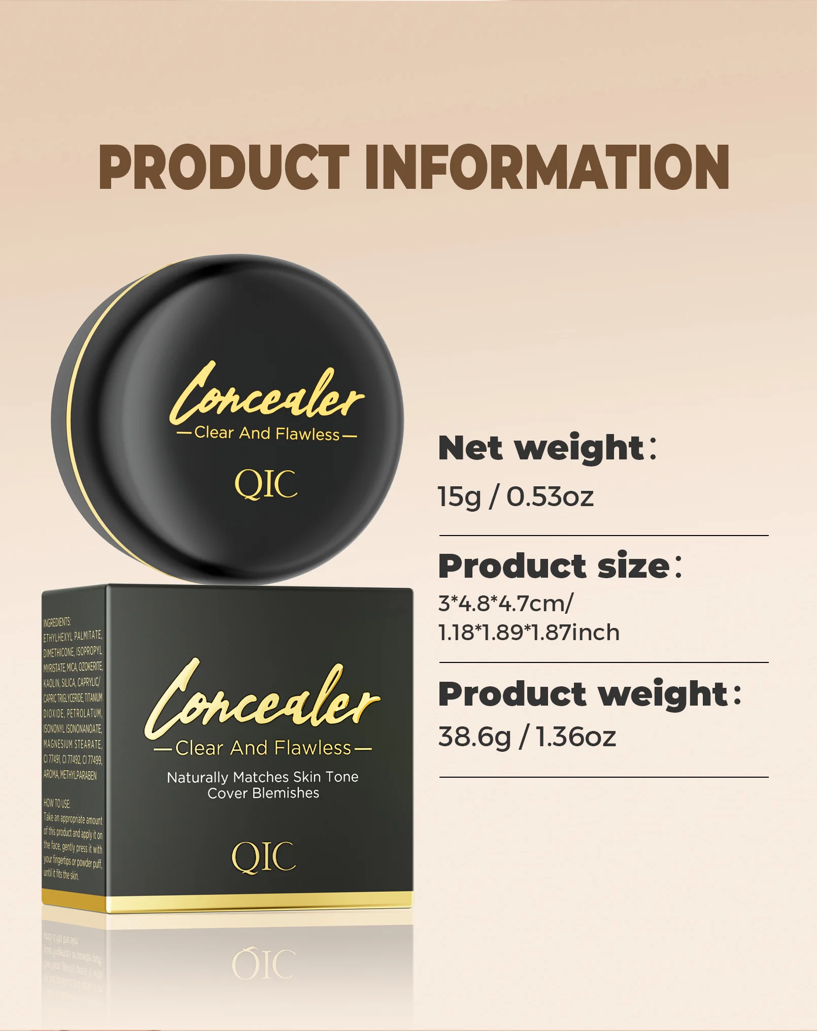 Full Coverage Soft Concealer Cover Waterproof Foundation BB Cream Concealer for Face Makeup Base Cosmetics