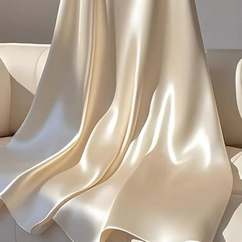 OCEANLOVE White Satin Skirts Women A-line French Style Elegant Vintage Solid Jupe Femme Fashion Simple Long Skirt 4