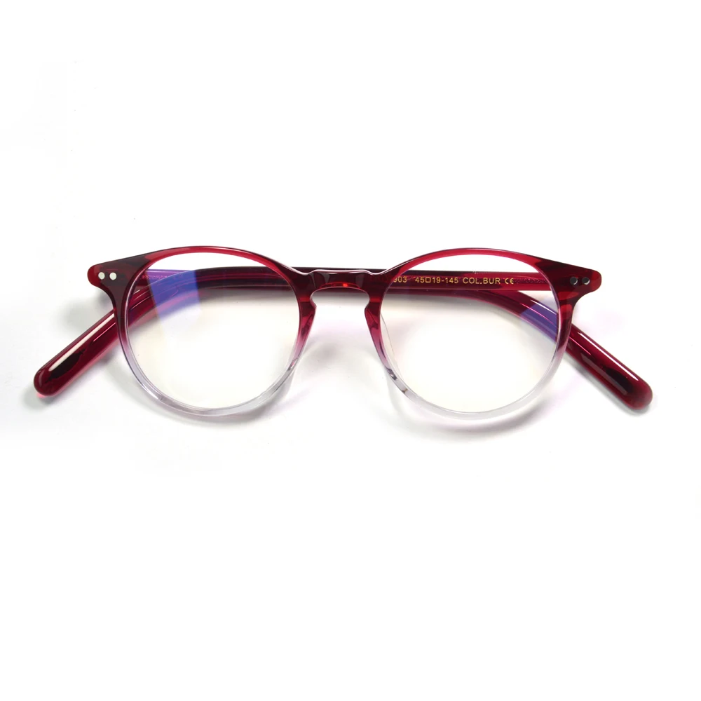 Trendy Small Round Transparent Glasses Frame Unisex Light Weight Acetate Blue Anti Light