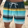 Men's board shorts Fashion striped print color contrast Swim shorts Classic drawstring swim shorts Summer surf swim suit 3
