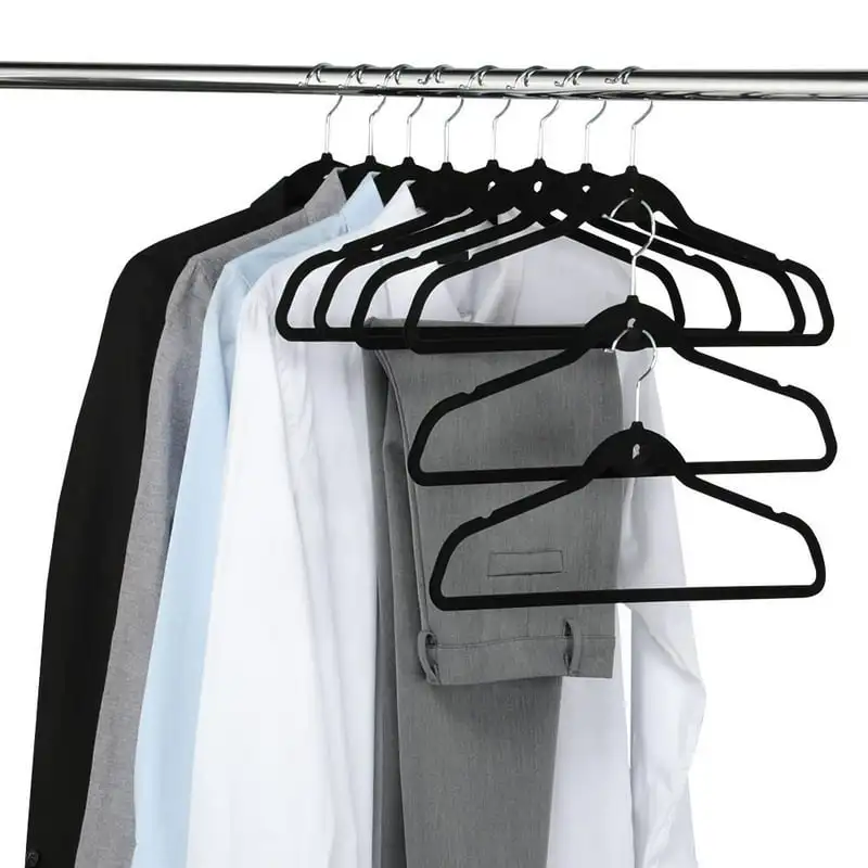 Hanger Central Velvet Heavy Weight Clothing Hanger, 100 Pack, Black