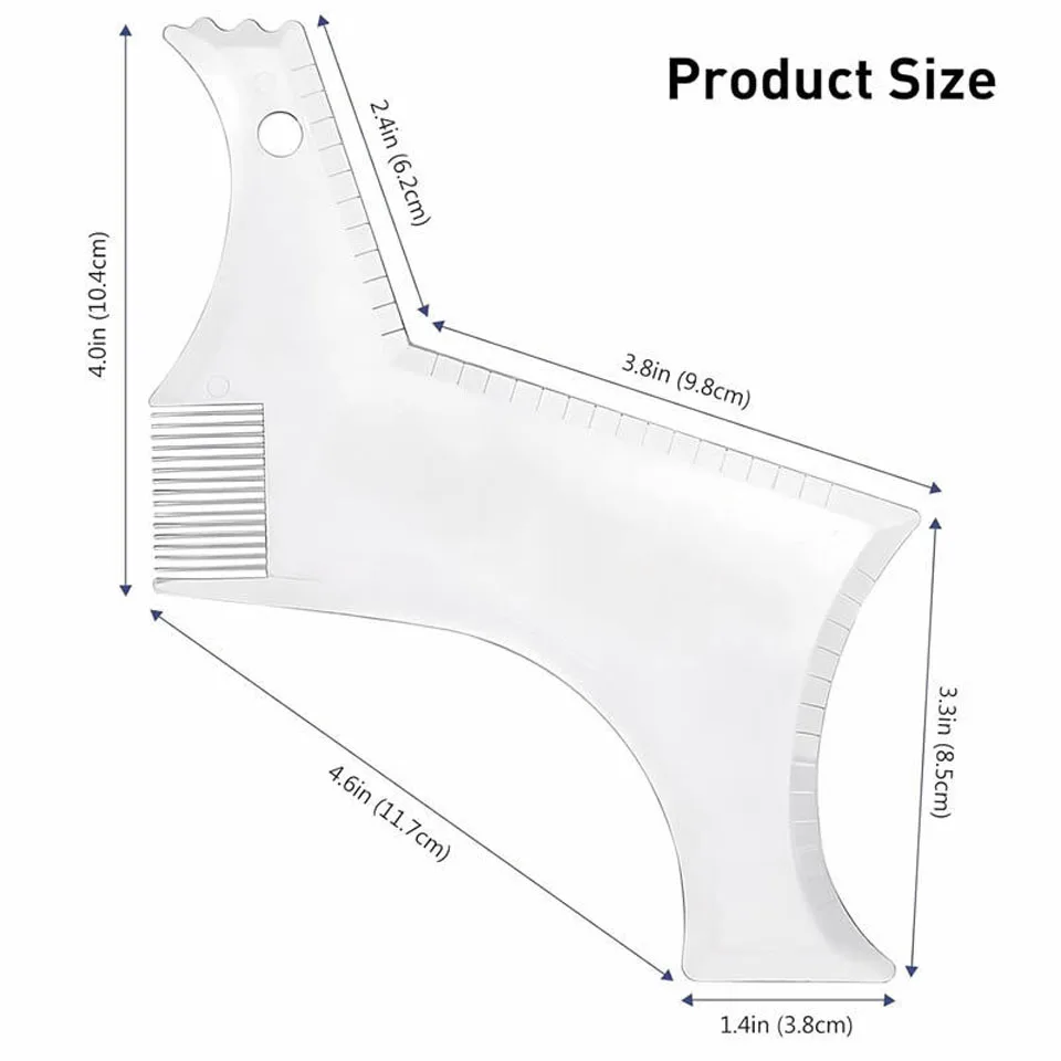 1Pc Men Beard Comb Hairdressing Beard Care Transparent Appearance Moustache Moulding Comb Shaping Styling Template Ruler combs 6