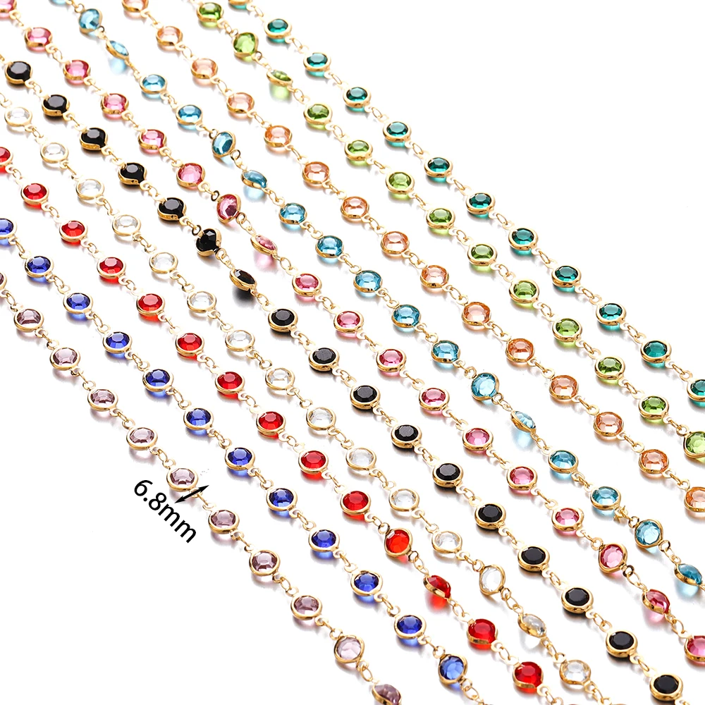 Vibrant Crystal Zircon & Glass Bead Chain