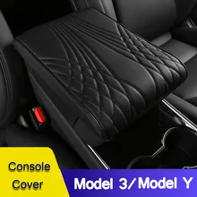 Accoudoir universel en cuir PU pour Tesla modèle 3 modèle Y, tapis de voiture, Console centrale, Protection des accoudoirs, coussin, boîte de rangement