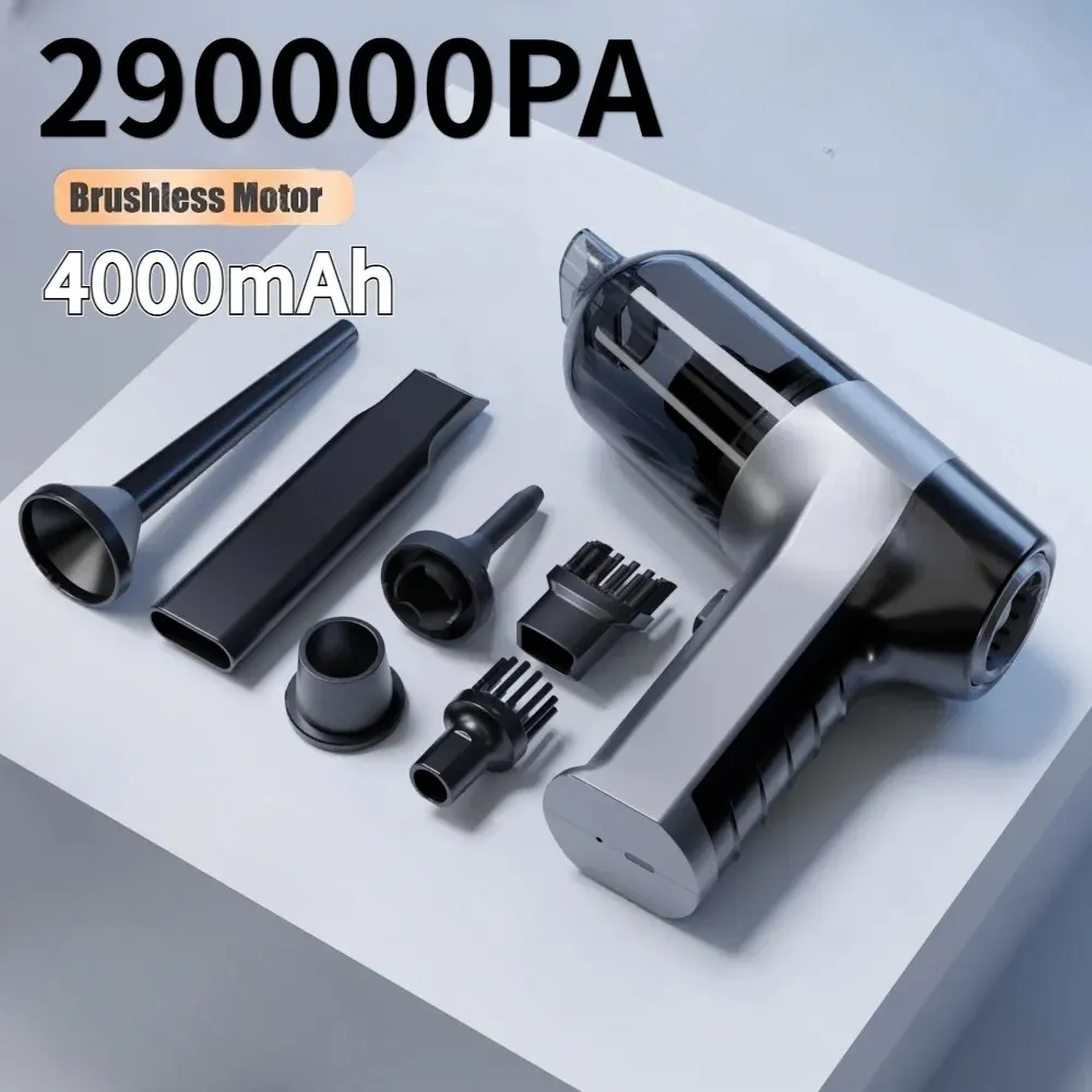 차량용 휴대용 무선 진공 청소기, 가정용 휴대용 진공 펌프, 강력한 흡입, 4 in 1 먼지털이 