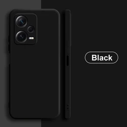 Square Liquid Silicone Phone Case - Enhanced Protection Back Cover for Redmi Note 12 Pro 5G (Black)