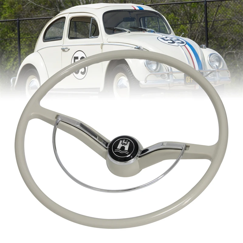 

Руль с хромированным кольцом и звуковой кнопкой подходит для Volkswagen Beetle 1962-1971