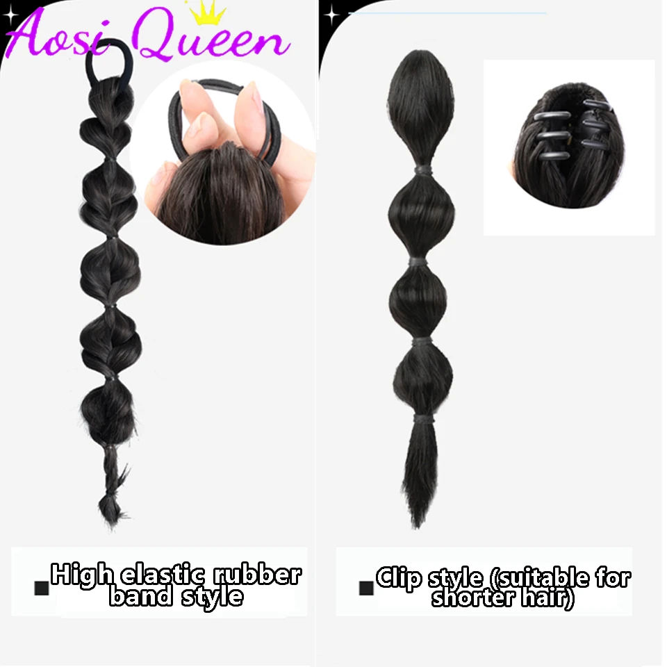 Synthetic hair fiber heat-resistant ring ponytail bubble ponytail wig clip-on hair extension wig