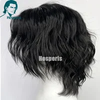Hesperis naturel ondulé dentelle avant perruques de cheveux humains coupe en couches partie profonde hommes perruques courte dentelle mâle perruque pré style Pixie perruque pour garçon 5