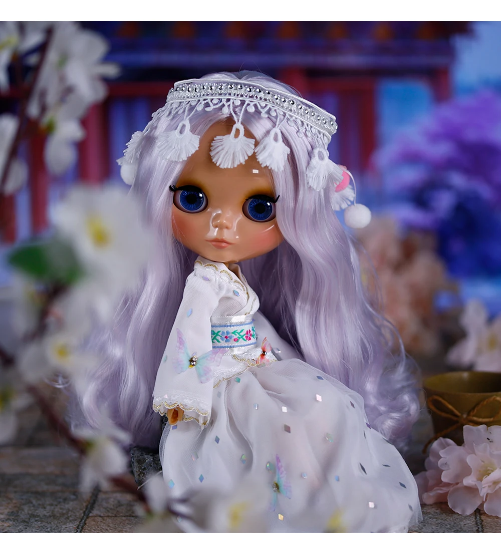 Sienna – Premium Custom Neo Blythe Doll with Purple Hair, Tan Skin & Shiny Cute Face 16