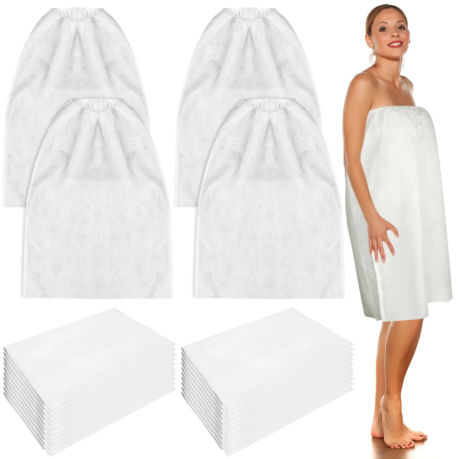 10/20pcs Einweg Spa Wrap verstellbare Vlies Bad Wrap Bademantel Sauna Bad Rock Schweiß Dampf Roben für Frauen Salon Spa