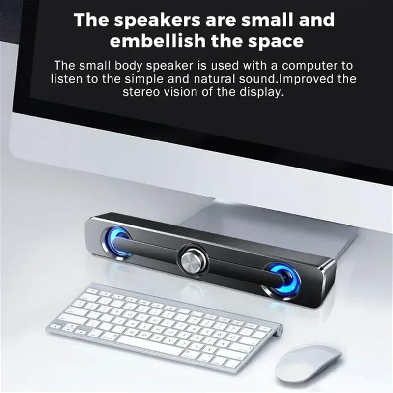 USB Wired Powerful Computer Speaker Bar Stereo Subwoofer Bass Speakers Surround Sound Box LED For PC Laptop Phone Tablet MP3 2