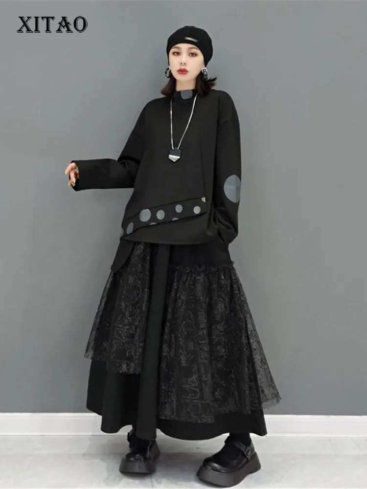 通販ファッション Xitao パッチワークスカートとレース 新しいファッション 水玉模様 ハーフカラー 足首までの長さ 新しいファッション Gwj1711 夏セール Petelect Jp
