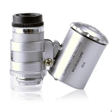 

60X Handheld Magnifying Glass Mini Pocket Microscope Loupe UV Magnifier with LED Light Loupe Lens Pocket Jeweler Loupe