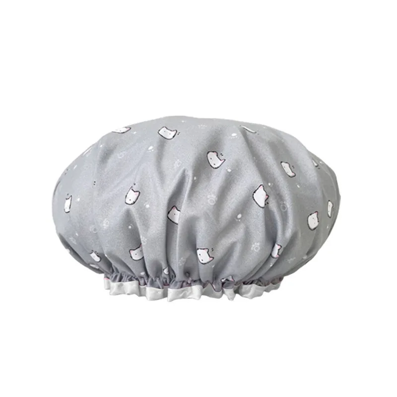 Double-layer Waterproof Women's Printed Hair Cap Cartoon Cute Shower Hair Mask Fashionable Home Shower Cap shower cap waterproof shower cap