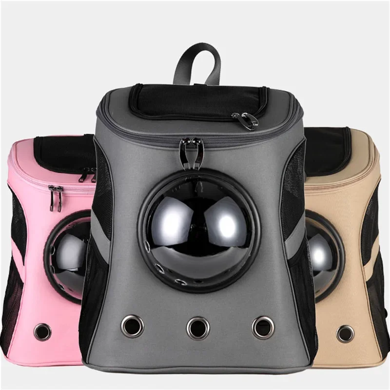 Fat Cat Backpack Carrier Denim Pet Backpack with Space Capsule Bubble for Small Medium Cats Puppy Dog for Travel Hiking Pet Carrier Backpack