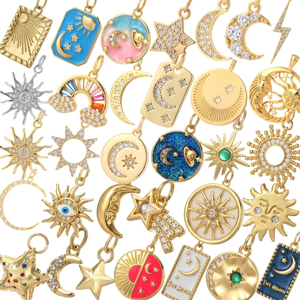 Y2K Sonne Mond Stern Halskette für Frauen Goldene Schöne Planeten Kragen Diy Anhänger Edelstahl Kette Hohe Qualität