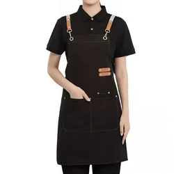 Customized Adjustable Chef Apron with Pockets - Professional Grade for Kitchen and Restaurant Use (Style A - Black)
