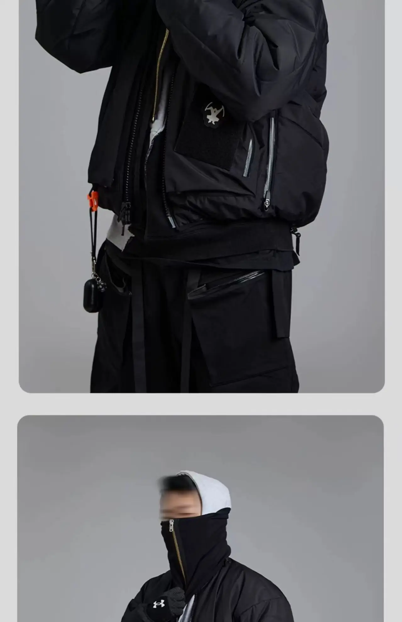 Atzen 3M thinsulate bomber jacket multipocket patch pad carrying sling techwear