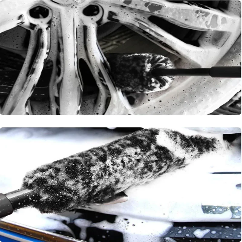 Microfiber Premium Wheels Brush Non-Slip Handle Easy To Cleaning Rims Spokes Wheel Barrel Brake Caliper Car Washing Brush