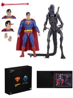 2 uds Anime Batman Superman VS Alien Xenomorph NYCC figura de acción NECA Supermen Batman figura juguetes de modelos coleccionables regalos - Imagen 5