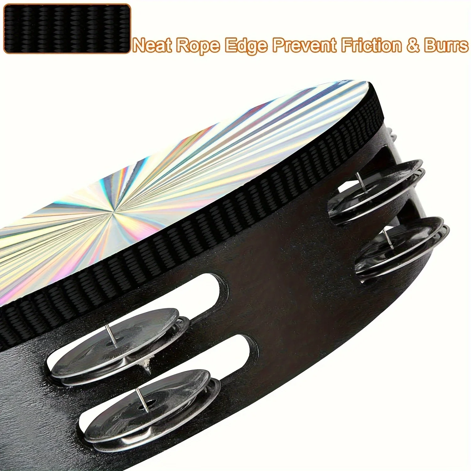 1Pc Radiant Tambourine 6/8/10 inch Tambourine Musical Educational Instrument Rhythm Percussion (Double Row)