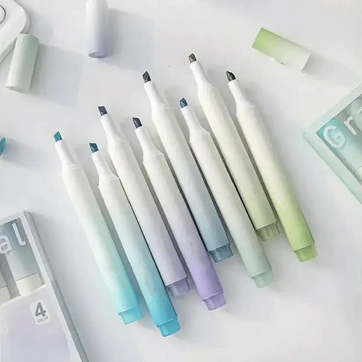 Morandi Color Gradient Highlighter Pens-Lipstick Aesthetic for Elegant Note-taking Journaling and Drawing Crafts 12pcs highlighter pen