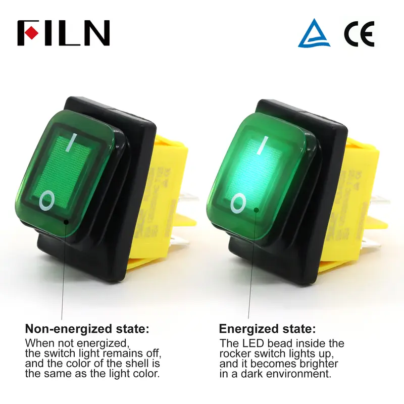 FILN 30A 12V 24V 110V 220VLED Rocker Switch  Waterproof IP65 ON OFF Heavy Duty 4 Pin DPST Sealed  Auto Boat Marine Toggle 30x22 - Image 2