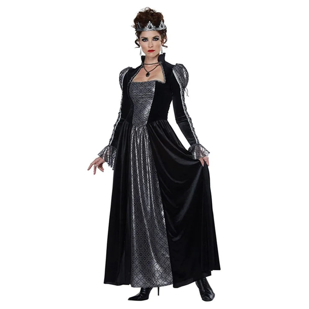 

Sexy Medieval Vintage Retro Court Gothic Evil Vampire Queen Costume Halloween Carnival Party Devil Witch Cosplay Dress