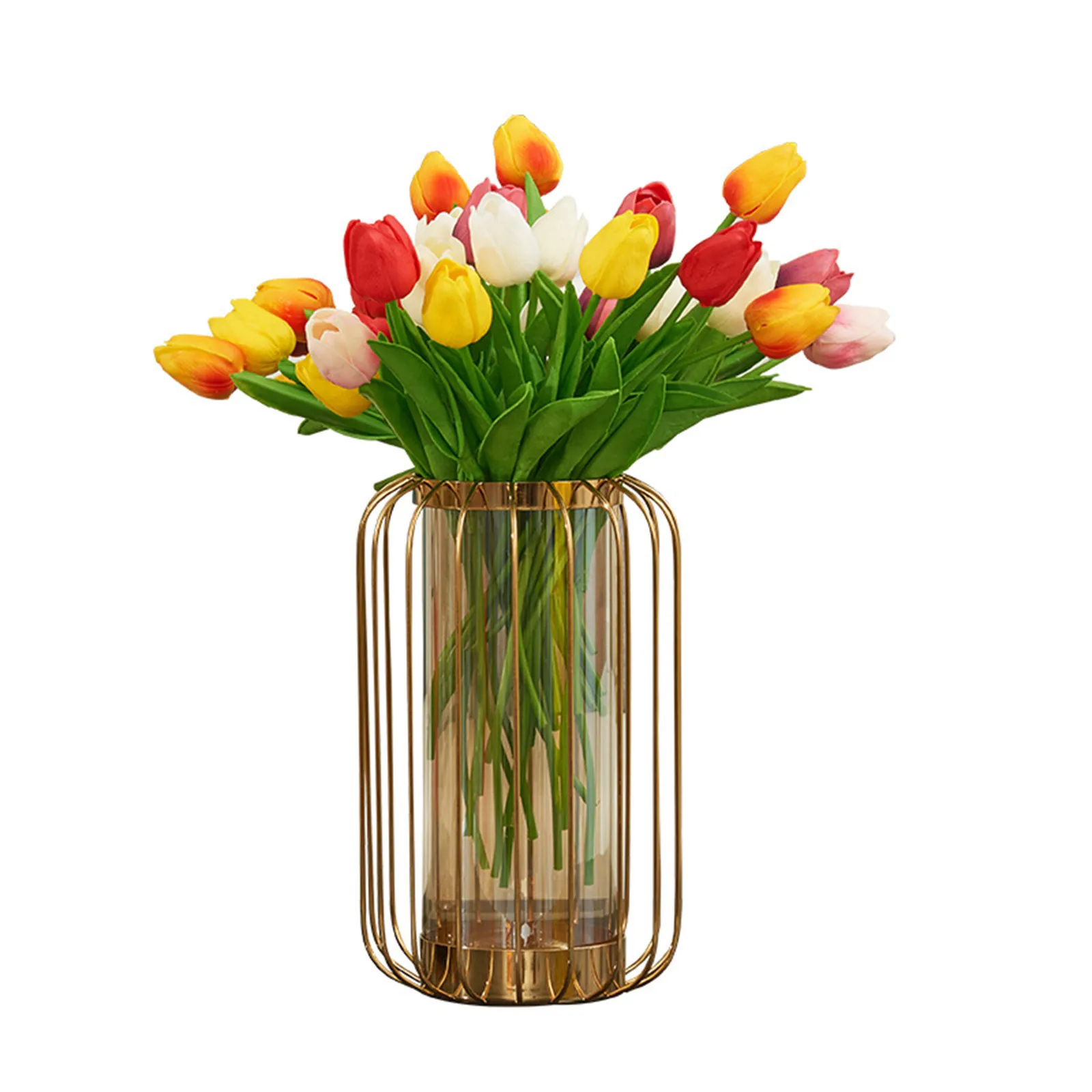 Flower Glass Vase Modern Golden Design