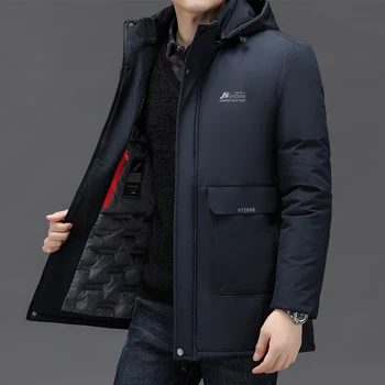 New Brand Designer Casual Men Jacket Fashion Outwear parka Longline Windbreaker cappotti Top Quality Winter addensare abbigliamento uomo 1