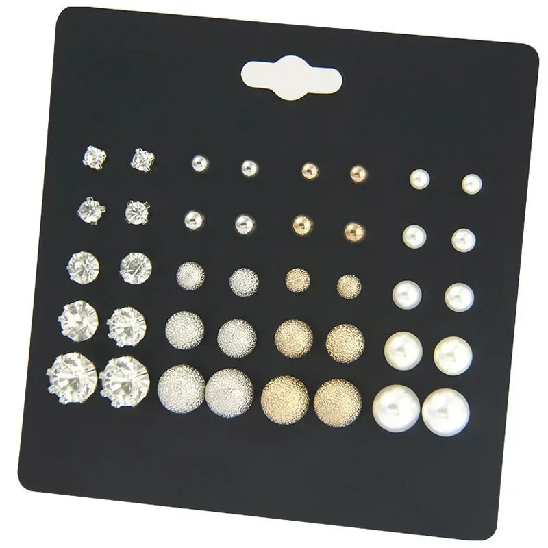Delysia King 20pairs Women Versatile Trendy Simplicity Pearl Earrings Six Claw Zircon Lady Temperament Ear Studs