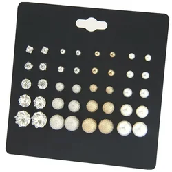 Delysia King 20pairs Women Versatile Trendy Simplicity Pearl Earrings Six Claw Zircon Lady Temperament Ear Studs