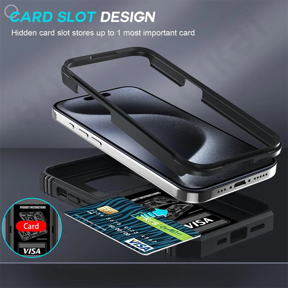 Case For iPhone 15 14 13 12 11 Pro Max X Max 8 7 Plus Heavy Duty with Camera 360 Degree Rotate Kickstand Sturdy Shockproof Cover