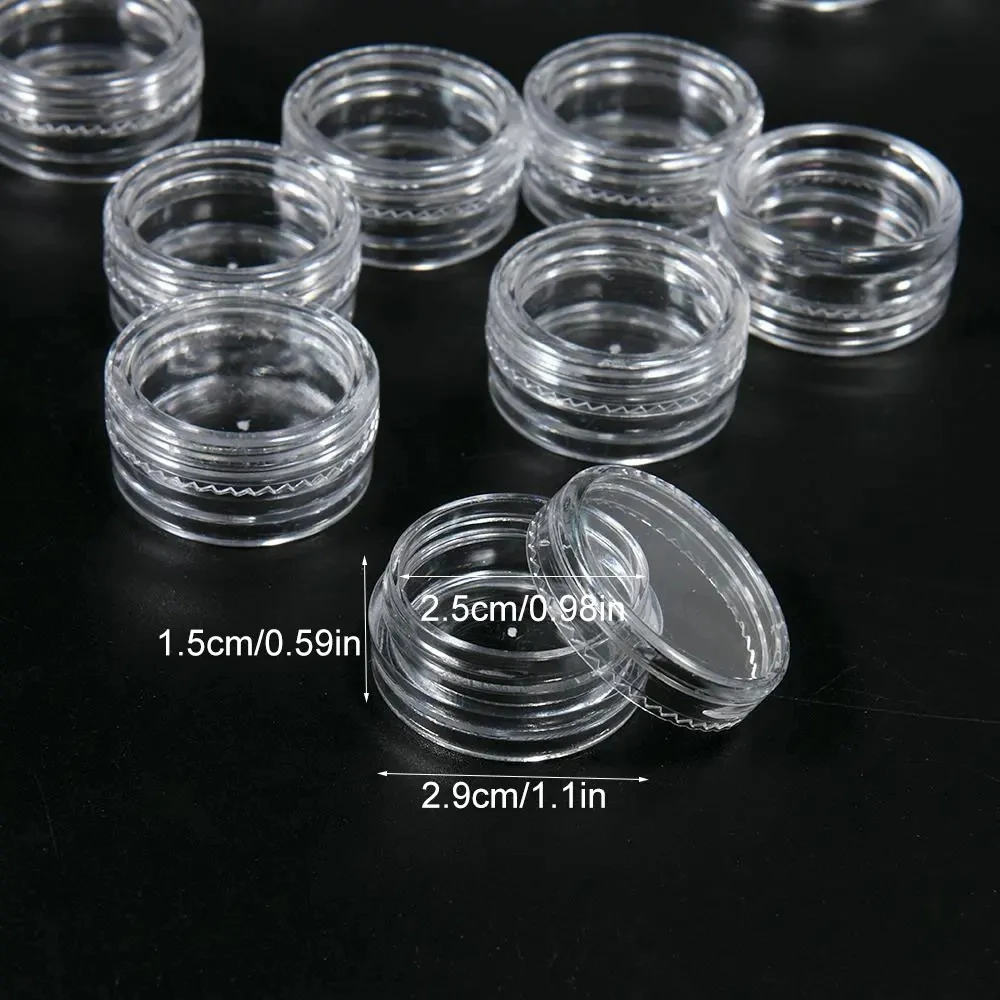 10/50/100Pcs/set Transparent Plastic Jewelry Bead Storage Box Small Bottom Round Container Jars Make Up Organizer Storage Boxes