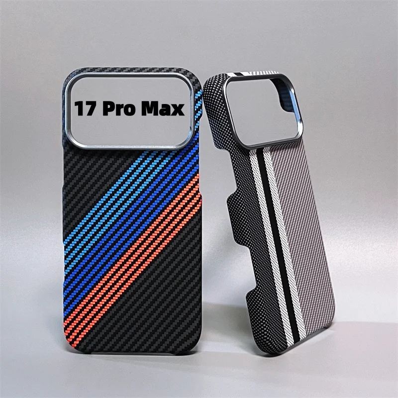 Carbon Fiber Abstract Geometric MagSafe Case with Alloy Armor and Military-Grade Shockproof Protection