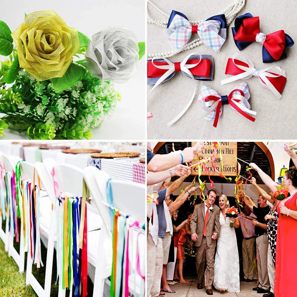 Satin Ribbon 25Yards Crafts Christmas Gift Bow DIY Natural Handwork Sewing Clothing Party Wedding Decoration