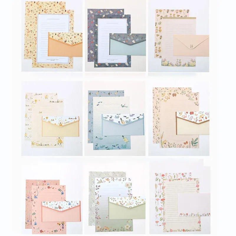 Kawaii Flowers Envelopes With Letter Pads Wedding Party Invitation Postcards kraft paper envelopes mailing envelopes mini envelopes window envelopes gift card envelopes