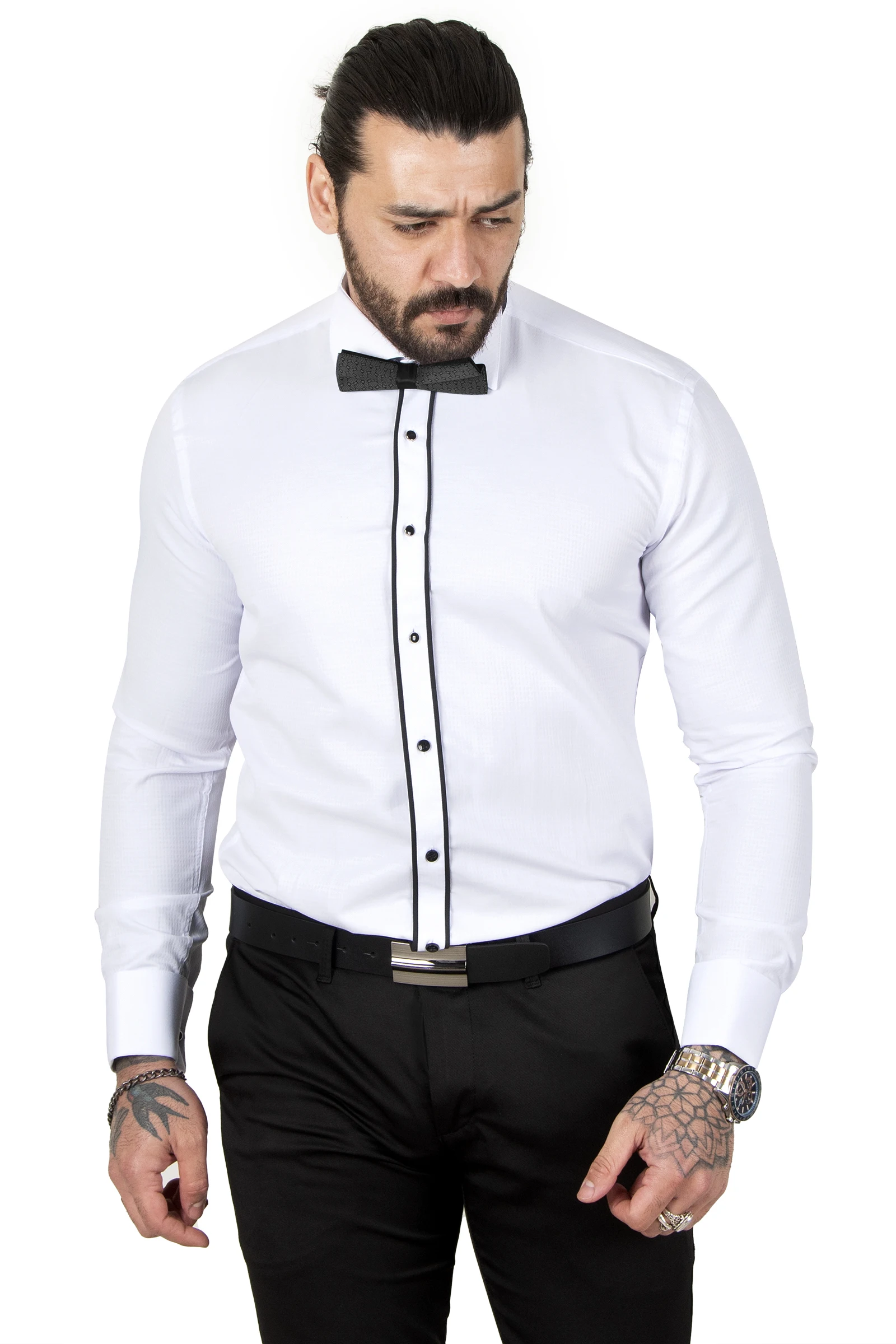 

DeepSEA Horse Collar Cufflink Pleated Slim Fit Men's Shirt 2309476