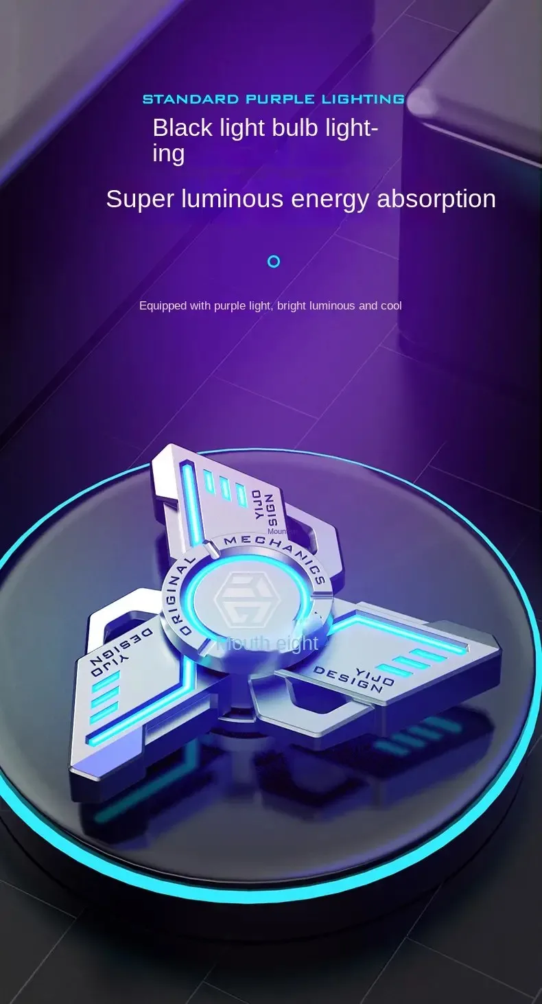 Spinners antiestrés EDC luminosos, Spinner de mano de Metal de aleación, giroscopio noctilucente, juguetes para aliviar el estrés para chico adulto, Caballero oscuro