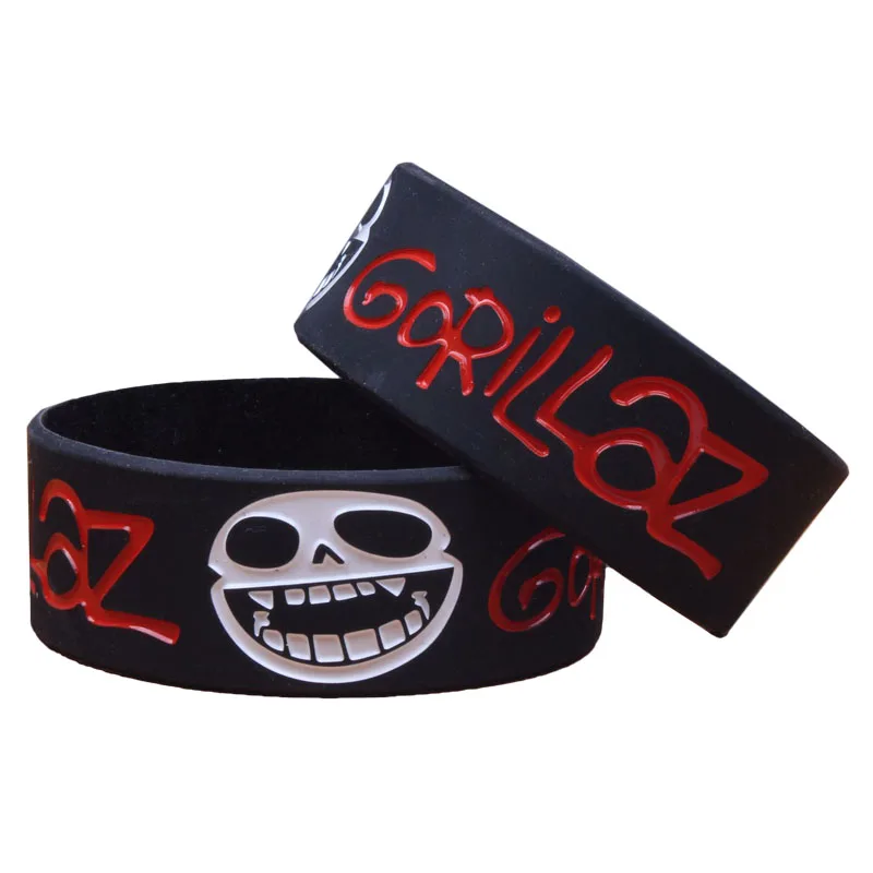 1PC England Music Band Gorillaz Silicone bracelet Hip-Hop Music Singer Wide Black Slicone Wristbands Music Fans Bangles SH313