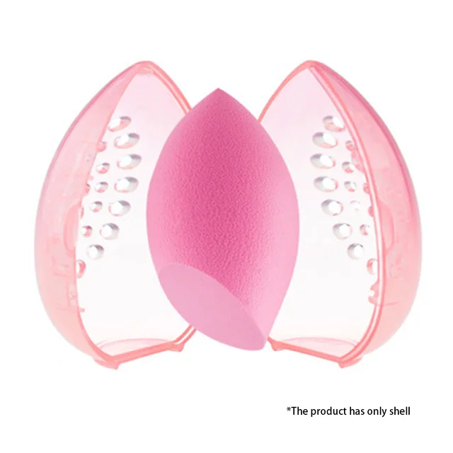 Makeup Sponges Storage Case Multi-hole Waterproof Beauty Sponge Holder Cosmetic Container Stand Teardrop-shaped Transparent Pink 2