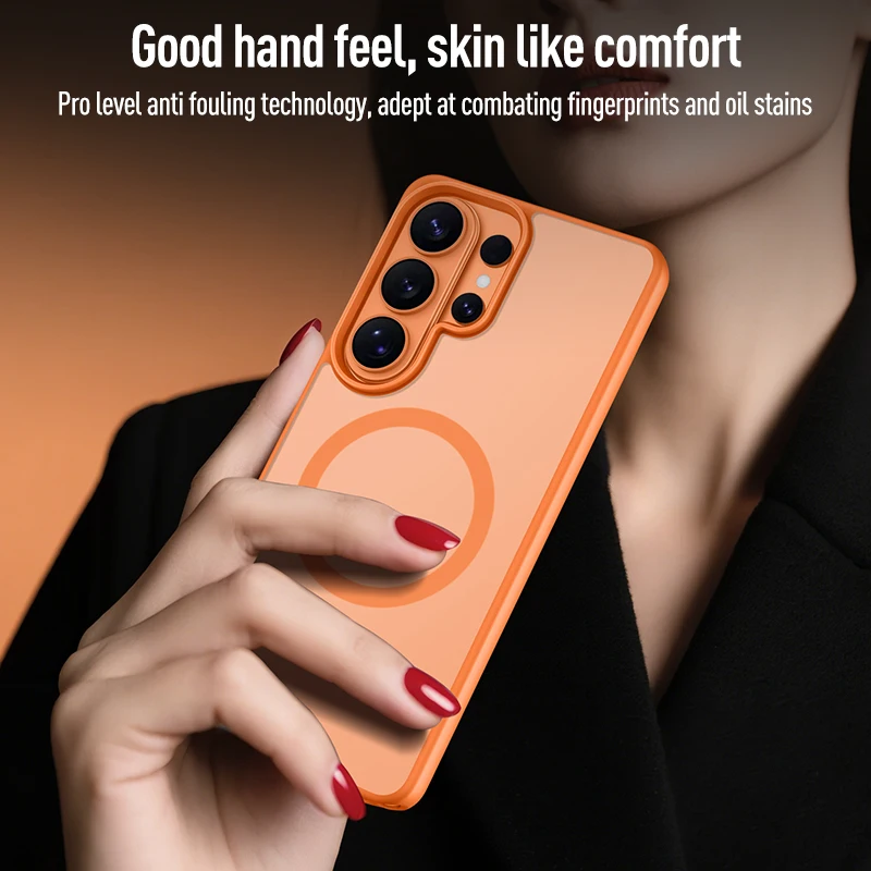 Luxury Matte Translucent Magnetic Shockproof Case with Wireless Charging Compatibility