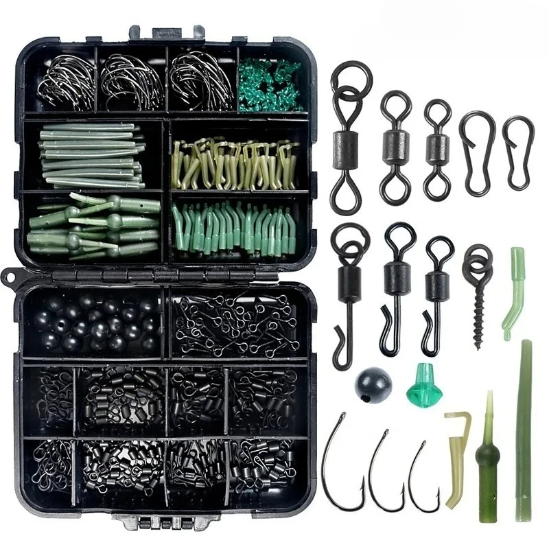 

Рыболовные принадлежности, набор рыболовных снастей для ловли карпа, анти-спутывающиеся втулки, крючок, стоп-бусины, вертлюги, все для рыбалки, аксессуары