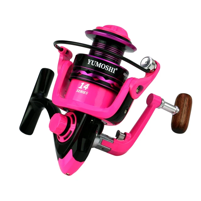 Pink Fly Fishing Reel 2000-7000Series 5.2:1 High Speed Ratio Spinning  Fishing Reel All Metal Spool Fishing Reel