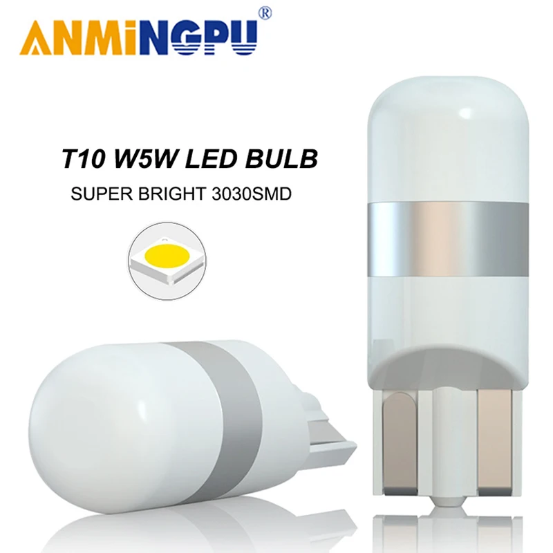 

ANMINGPU 2/4PCS Signal Lamp T10 Led Red Yellow 1SMD 3030Chips W5W Led Bulbs 194 Auto Clearance Lights Led Reading Interior Light